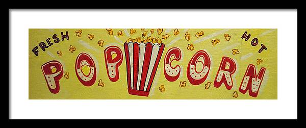 Pop Corn Framed Print featuring the painting Pop it Up by Patricia Arroyo