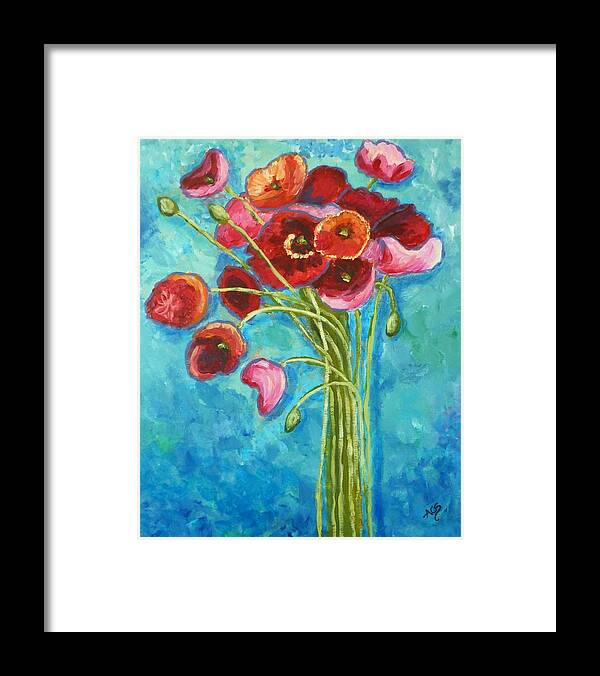 Poppies Framed Print featuring the painting Poppies by Amelie Simmons