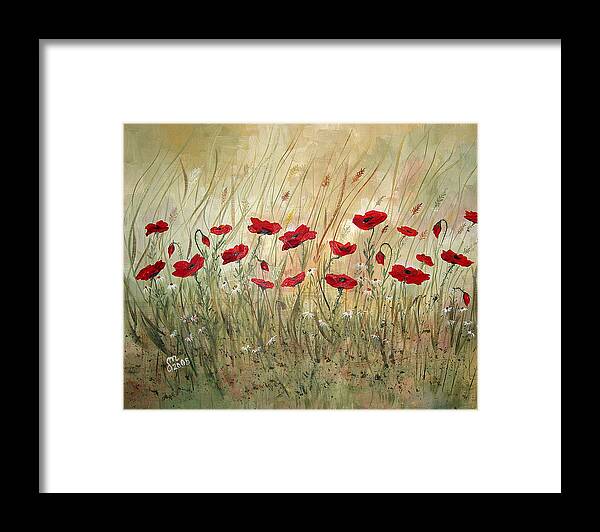 Poppies Framed Print featuring the painting Poppies and Wild Flowers by Dorothy Maier