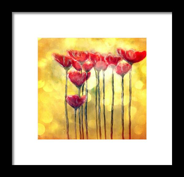 Poppies Framed Print featuring the digital art Poppies at daylight by Joseph Ferguson