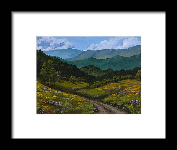Landscape Framed Print featuring the painting Poppies In Spring by Darice Machel McGuire