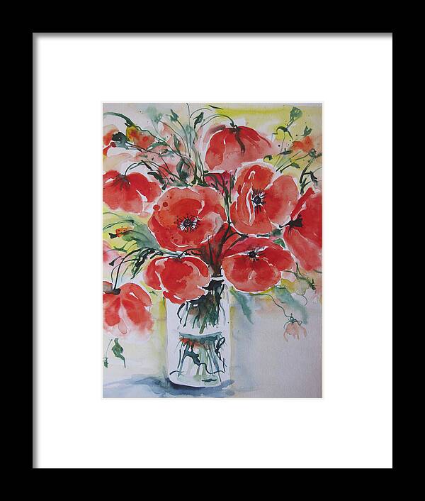 Watercolor Framed Print featuring the painting Poppies IV by Ingrid Dohm