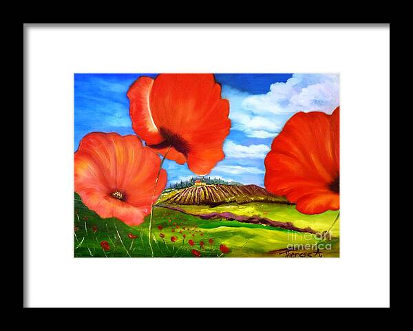 Poppies Framed Print featuring the painting Poppies of Provence by Therese Alcorn