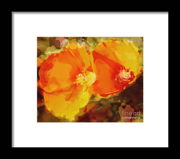 Abstract California Poppies Photographs Canvas Prints Canvas Framed Print featuring the photograph Poppies on Fire by Artist and Photographer Laura Wrede