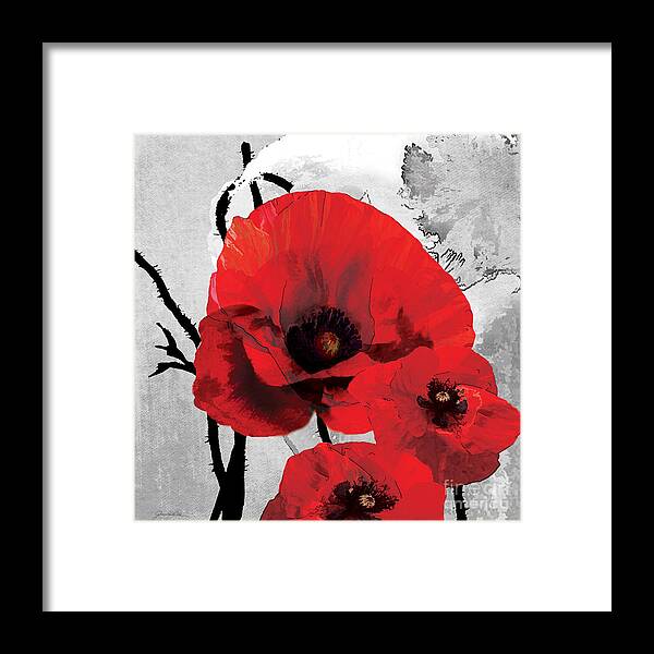 Floral Framed Print featuring the painting Poppy Black and White B by Grace Pullen