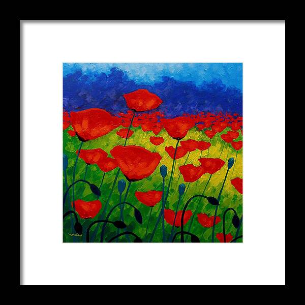 Poppies Framed Print featuring the painting Poppy Corner II by John Nolan