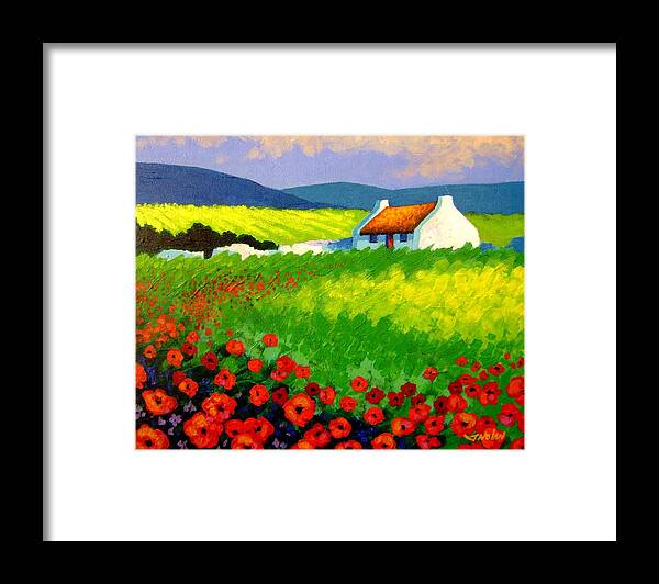 Ireland Framed Print featuring the painting Poppy Field - Ireland by John Nolan