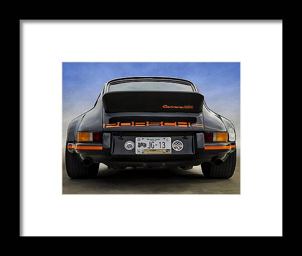 Black Framed Print featuring the digital art Porsche Carrera RSR by Douglas Pittman