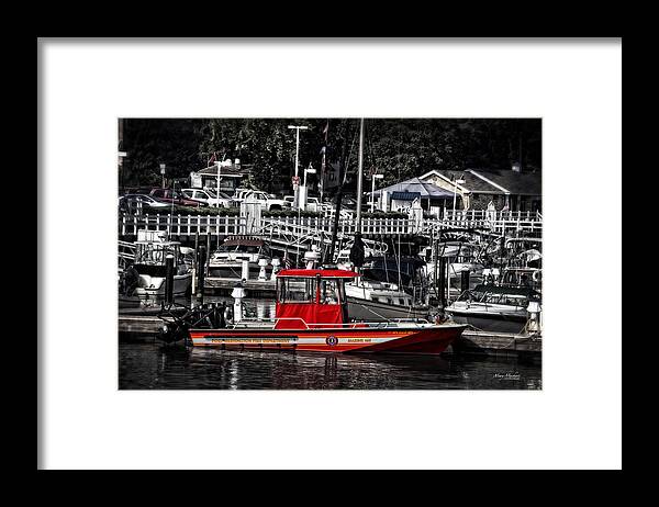Port Washington Fire Department Marine Boat Framed Print featuring the photograph Port Washington Fire Department Marine Boat by Mary Machare