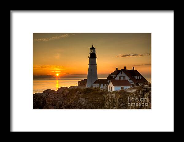 Clarence Holmes Framed Print featuring the photograph Portland Head Light at Sunrise II by Clarence Holmes