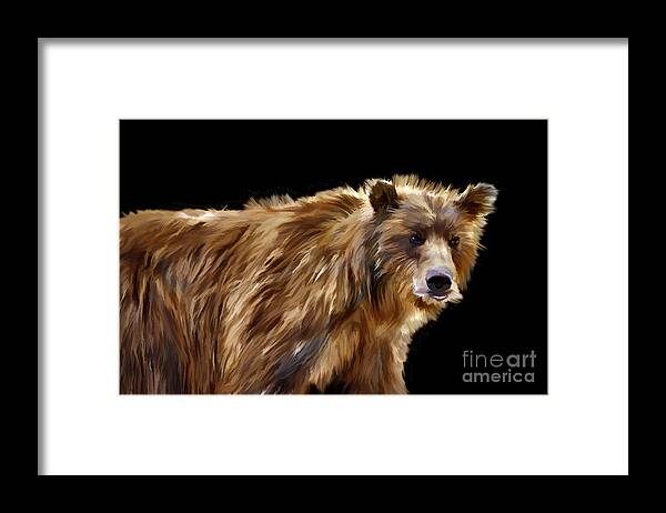Paintography Framed Print featuring the photograph Portrait brown bear by Dan Friend