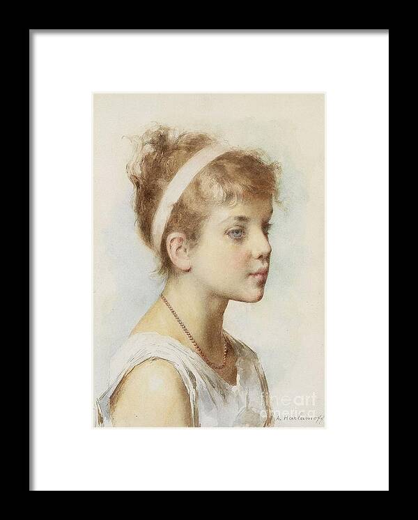 Russia Framed Print featuring the painting Portrait of a Girl by Celestial Images