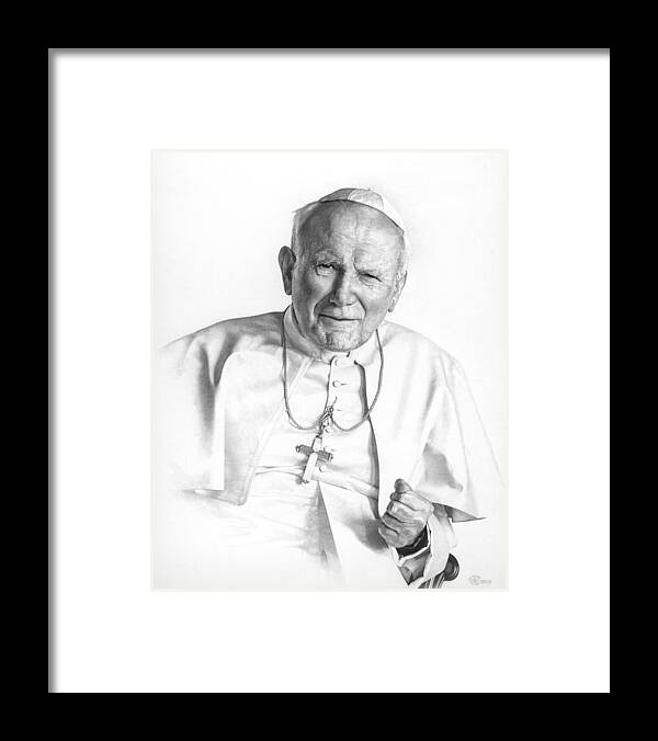 Pope Framed Print featuring the drawing Portrait of a Saint by Smith Catholic Art