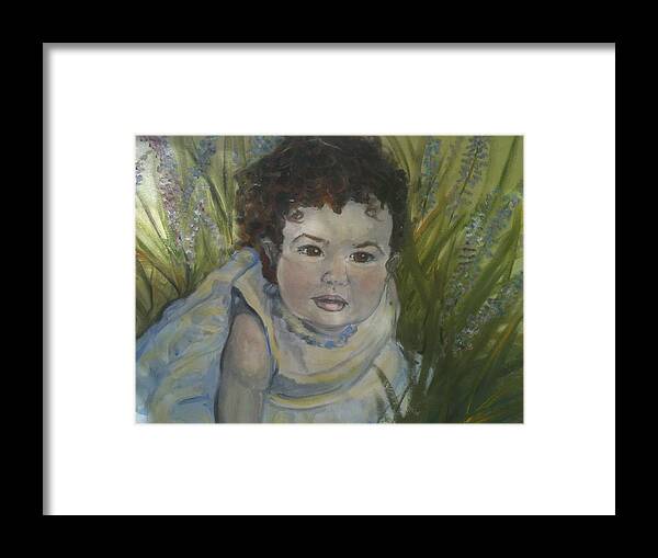 Child Portrait Framed Print featuring the painting Portrait of Alexandra Rose by Alexandria Weaselwise Busen