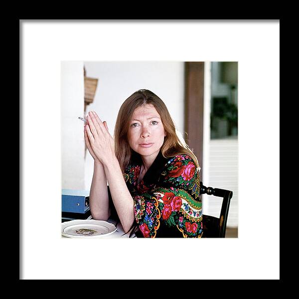 Joan Didion Framed Print featuring the photograph Portrait Of Joan Didion by Henry Clarke