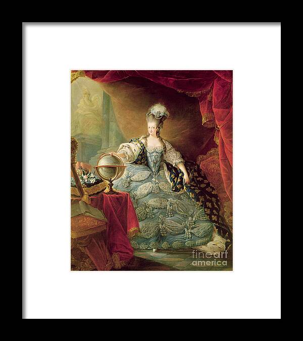 Lorraine Habsbourg Framed Print featuring the painting Portrait of Marie Antoinette Queen of France by Jean-Baptise Andre Gautier DAgoty