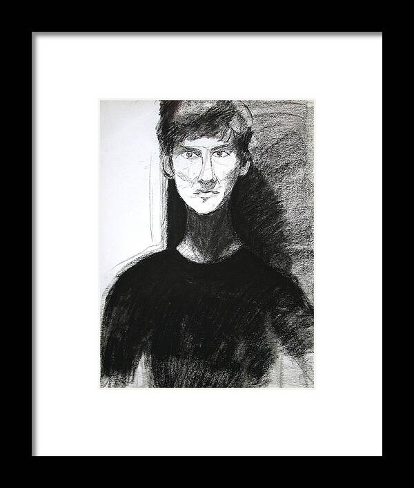 Portrait Framed Print featuring the drawing Portrait of Troy 2 by Anita Dale Livaditis
