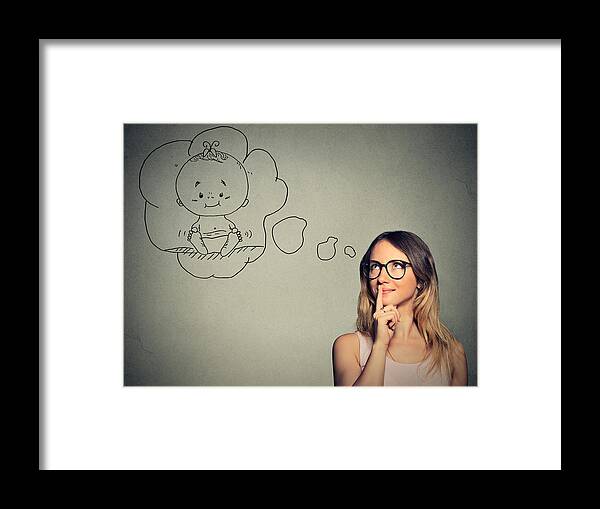 People Framed Print featuring the photograph Portrait woman thinking dreaming of a child by SIphotography