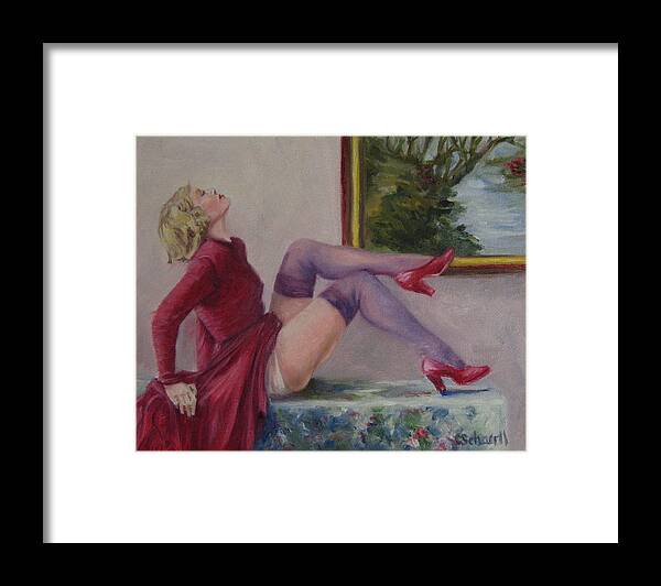 Vintage Framed Print featuring the painting Pose by Connie Schaertl