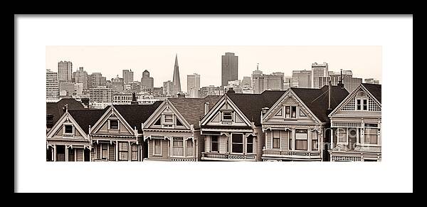 San Francisco Framed Print featuring the photograph Postcard Row BW by Jerry Fornarotto