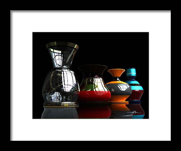 Still Life Framed Print featuring the digital art Glass and pots by William Ladson