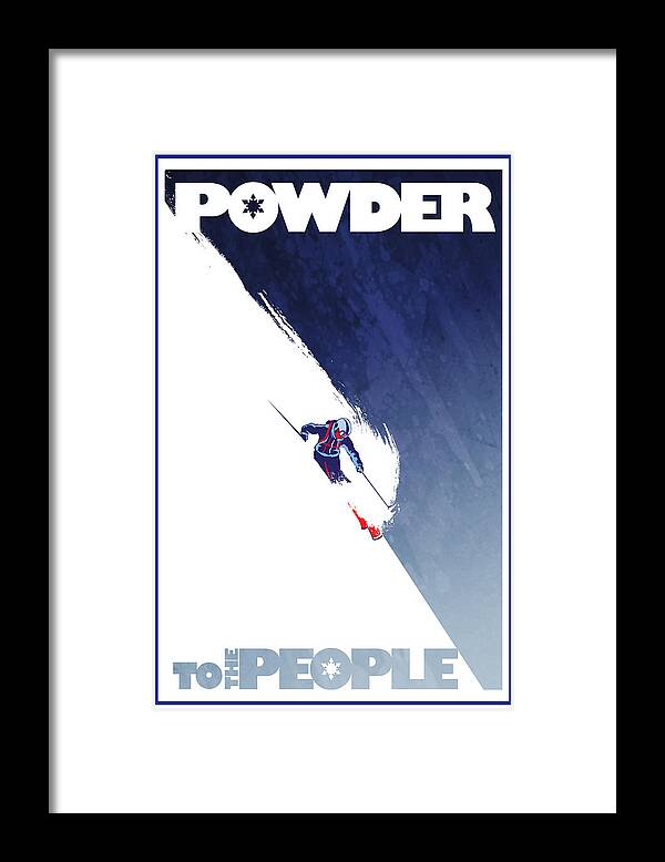 Ski Framed Print featuring the painting Powder to the People by Sassan Filsoof