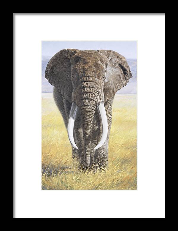 Elephant Framed Print featuring the painting Power Of Nature by Lucie Bilodeau