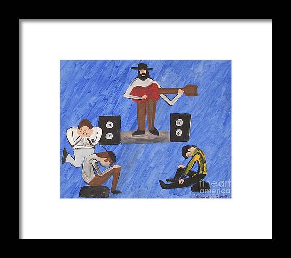 Guitarist Framed Print featuring the painting Power of the blues by Gregory Davis