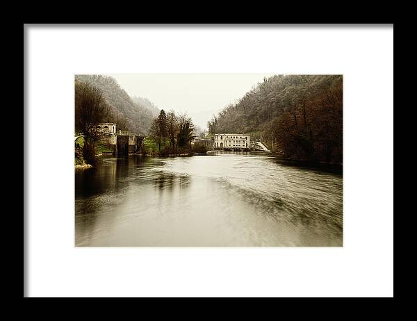 Adda Framed Print featuring the photograph Power Plant on river by Roberto Pagani