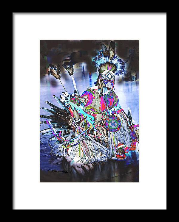 American Indian Framed Print featuring the photograph Powwow dancer in Warrior Regalia by Kae Cheatham