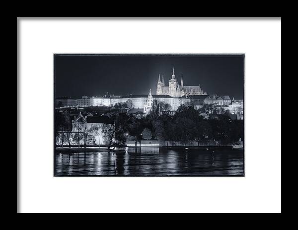 Prague Framed Print featuring the photograph Prague Castle at Night by Joan Carroll