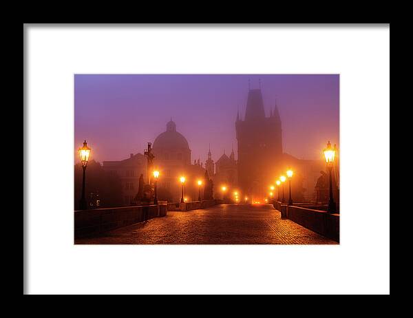Dawn Framed Print featuring the photograph Prague, Czech Republic, Charles Bridge by B&m Noskowski