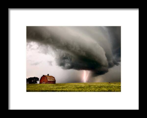 Storm Framed Print featuring the photograph Prairie Storm Clouds lightning storm by Mark Duffy