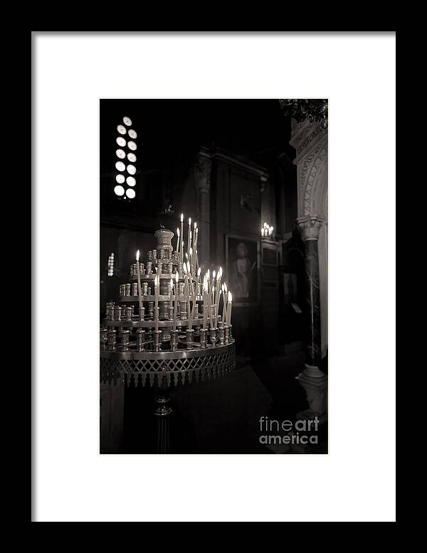 Candle Framed Print featuring the photograph Prayer Candles by Aiolos Greek Collections