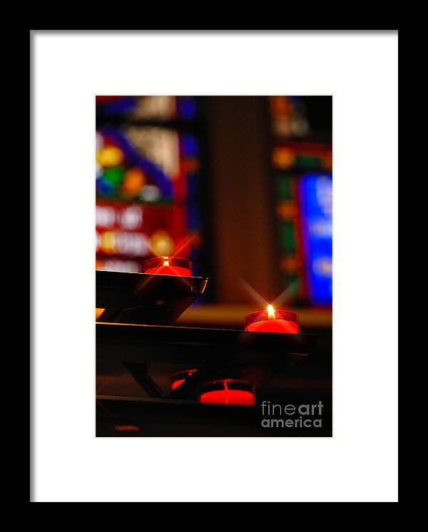 Candle Framed Print featuring the photograph Prayer Candles Trinity Cathedral Pittsburgh by Amy Cicconi