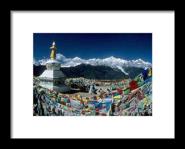 Himalaya Framed Print featuring the photograph Prayer flags in the Himalayan Mountains by James Brunker