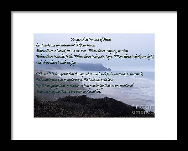 #catholcartgallery Framed Print featuring the photograph Prayer of St Francis of Assisi by Sharon Elliott