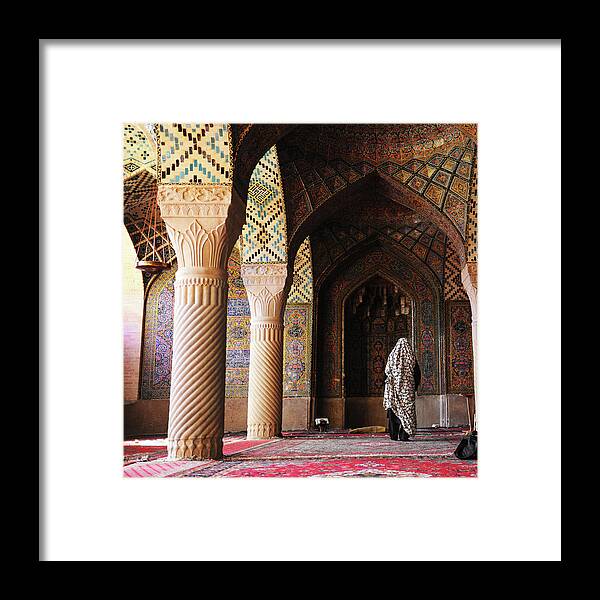 Arch Framed Print featuring the photograph Prayers In Nasir Al-mulk Mosque by Kickimages