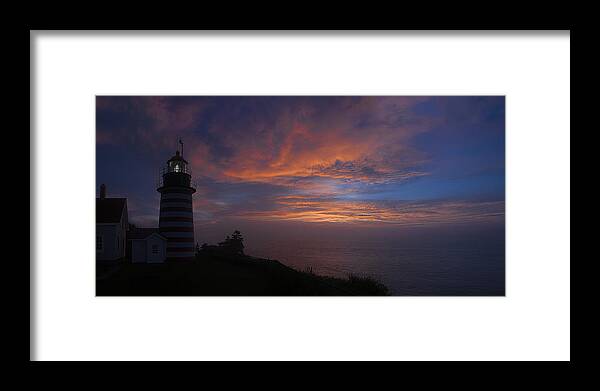 Lighthouse Framed Print featuring the photograph Pre Dawn Lighthouse Sentinel by Marty Saccone