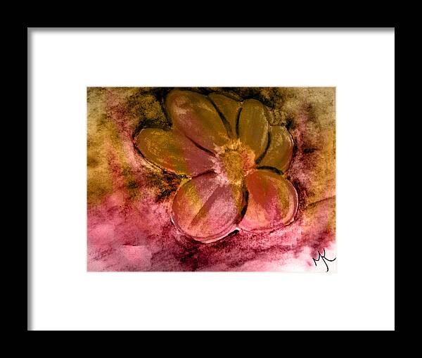 Single Flower Framed Print featuring the painting Prehistoric Floral by Malinda Kopec