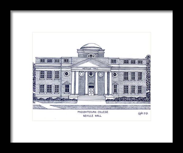 Pen And Ink Drawings Framed Print featuring the drawing Presbyterian College by Frederic Kohli