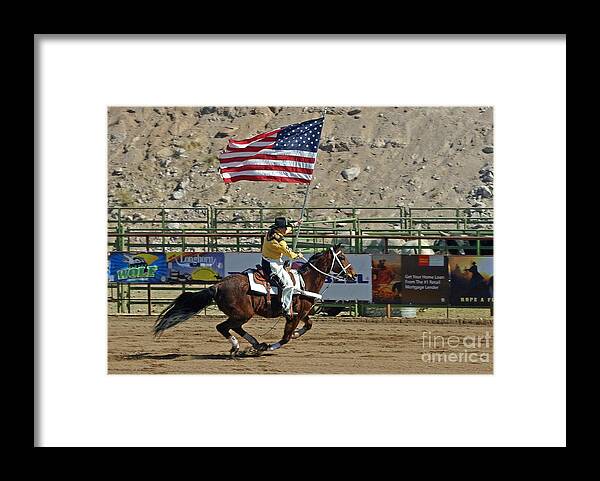 Rodeo Framed Print featuring the photograph Presenting the Colors by Bob Hislop