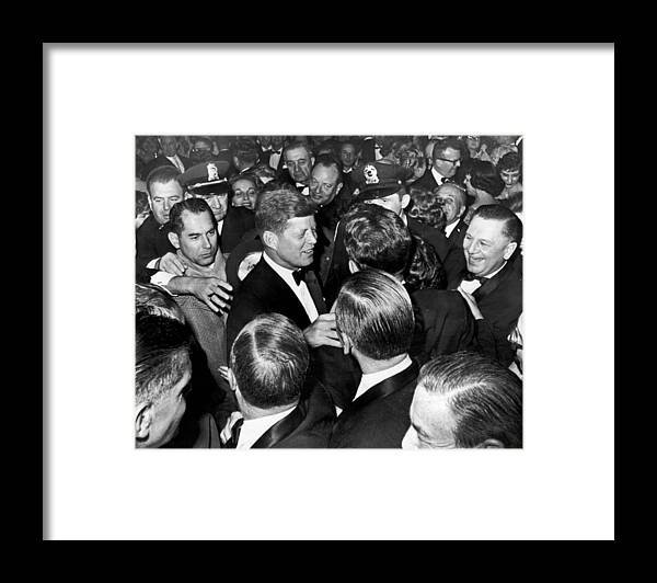 Retro Images Archive Framed Print featuring the photograph President John F. Kennedy In The Thick Of The Crowd by Retro Images Archive