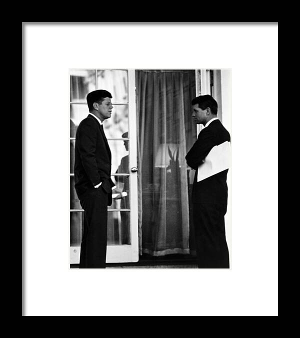 Jfk Framed Print featuring the photograph President John Kennedy And Robert Kennedy by War Is Hell Store