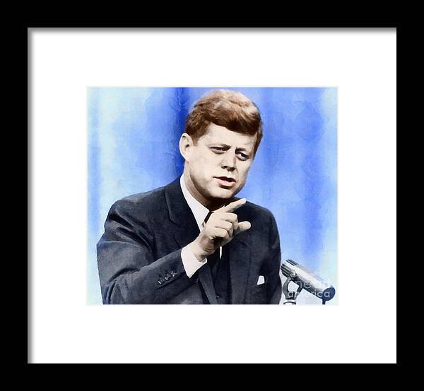 Jfk Framed Print featuring the painting President John Kennedy by Vincent Monozlay