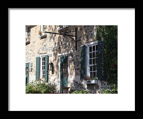 Brick Building Framed Print featuring the photograph Pretty Brick Building And Flower Boxes by Living Color Photography Lorraine Lynch