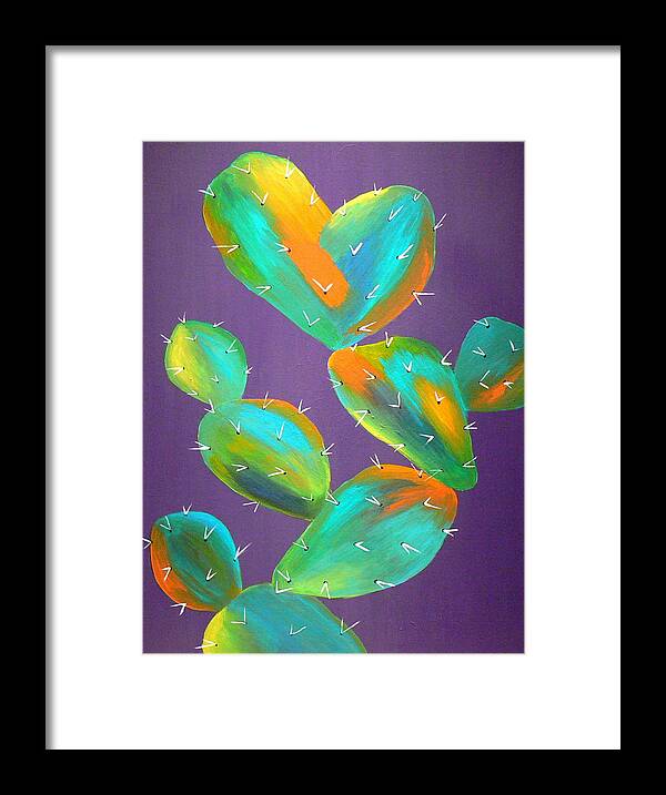 Southwestern Framed Print featuring the painting Prickly Pear Abstract by Karyn Robinson