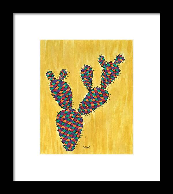Prickly Pear Cactus Framed Print featuring the painting Prickly Pear Cactus Paradise by Susie Weber