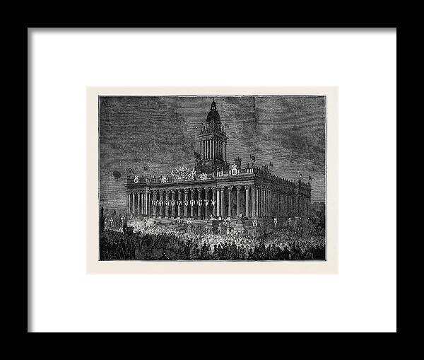 Prince Framed Print featuring the drawing Prince Arthur At Leeds The Townhall Illuminated by English School