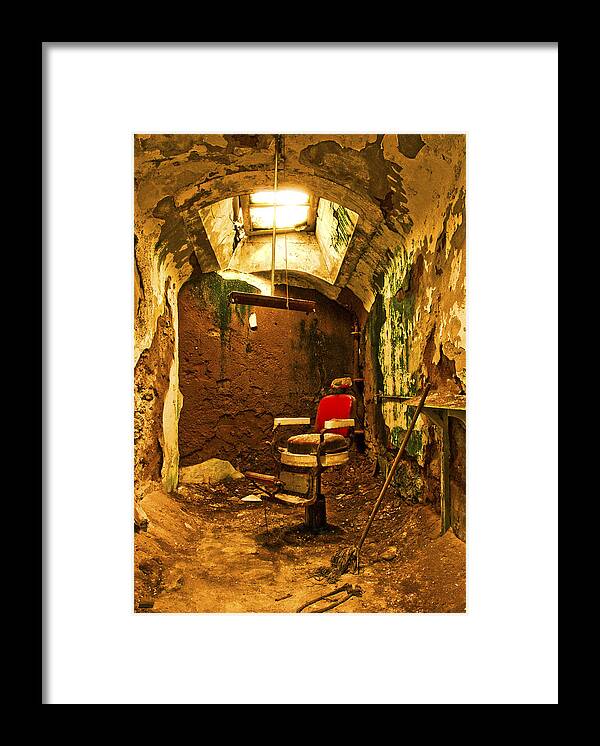 Eastern State Penitentiary Framed Print featuring the photograph Prison Barber Shop by Paul W Faust - Impressions of Light